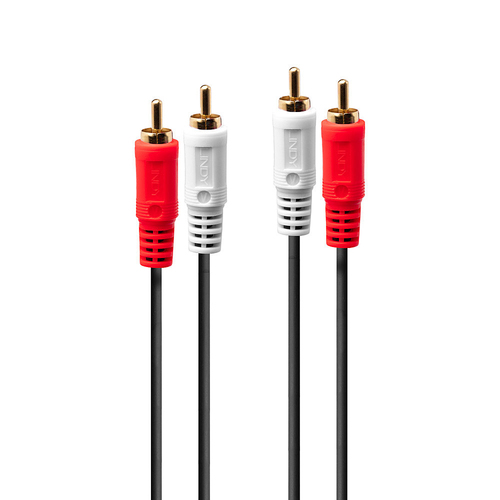 Lindy 35660 cavo audio 1 m 2 x RCA Rosso, Bianco