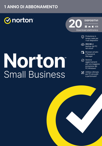 Norton Small Business | Protezione antivirus per piccole imprese e small office | 20 dispositivi | Licenza di 1 anno