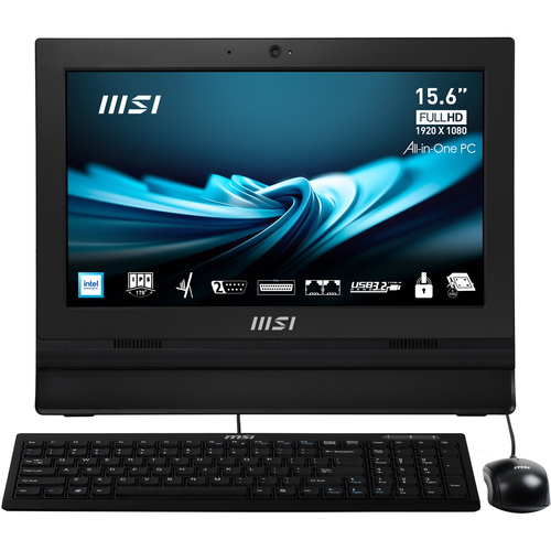 MSI Pro AP162T ADL-042XEU All-in-One PC Intel® N N100 39,6 cm (15.6") 1920 x 1080 Pixel Touch screen PC All-in-one 8 GB DDR4-SDRAM 256 GB SSD Wi-Fi 6E (802.11ax) Nero