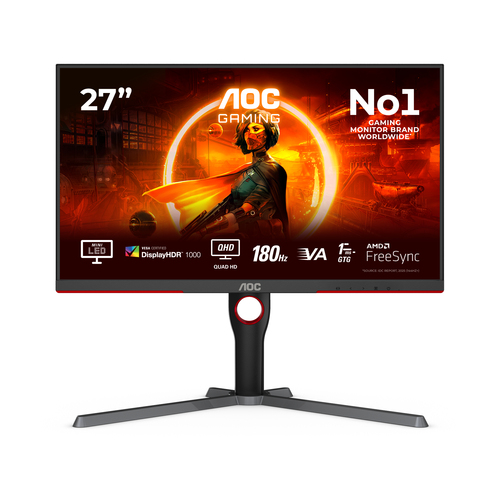 AOC G3 Q27G3XMN/BK Monitor PC 68,6 cm (27") 2560 x 1440 Pixel 2K Ultra HD LED Nero, Rosso
