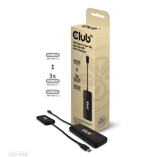 CLUB3D CSV-1548 hub di interfaccia USB 3.2 Gen 1 (3.1 Gen 1) Type-C Nero