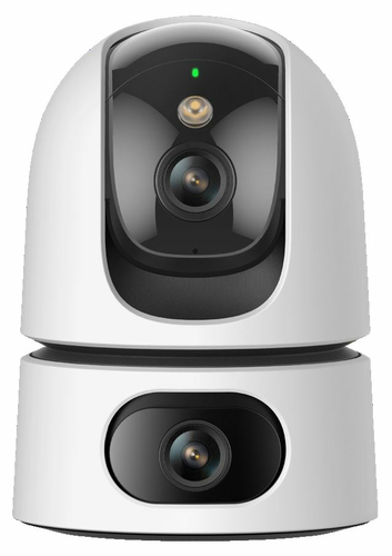 Imou Ranger DUAL 6MP. Telecamera da interno a doppia ottica (3MP+3MP), motorizzata, sirena integrata e faretto, rilevamento suoni anomali/umano/animale, smart tracking, funzione privacy, visione nottu