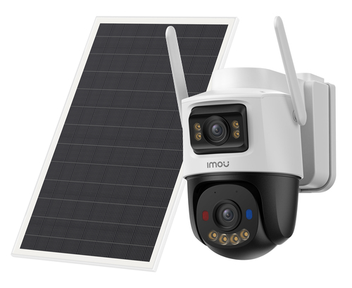 Imou AOV Dual KIT Telecamera da esterno, motorizzata, 4G e Wi-Fi a batteria ricaricabile con doppia ottica, risoluzione 5MP + 5MP, sirena integrata e faretti, deterrenza attiva con luci rosse e blu, r